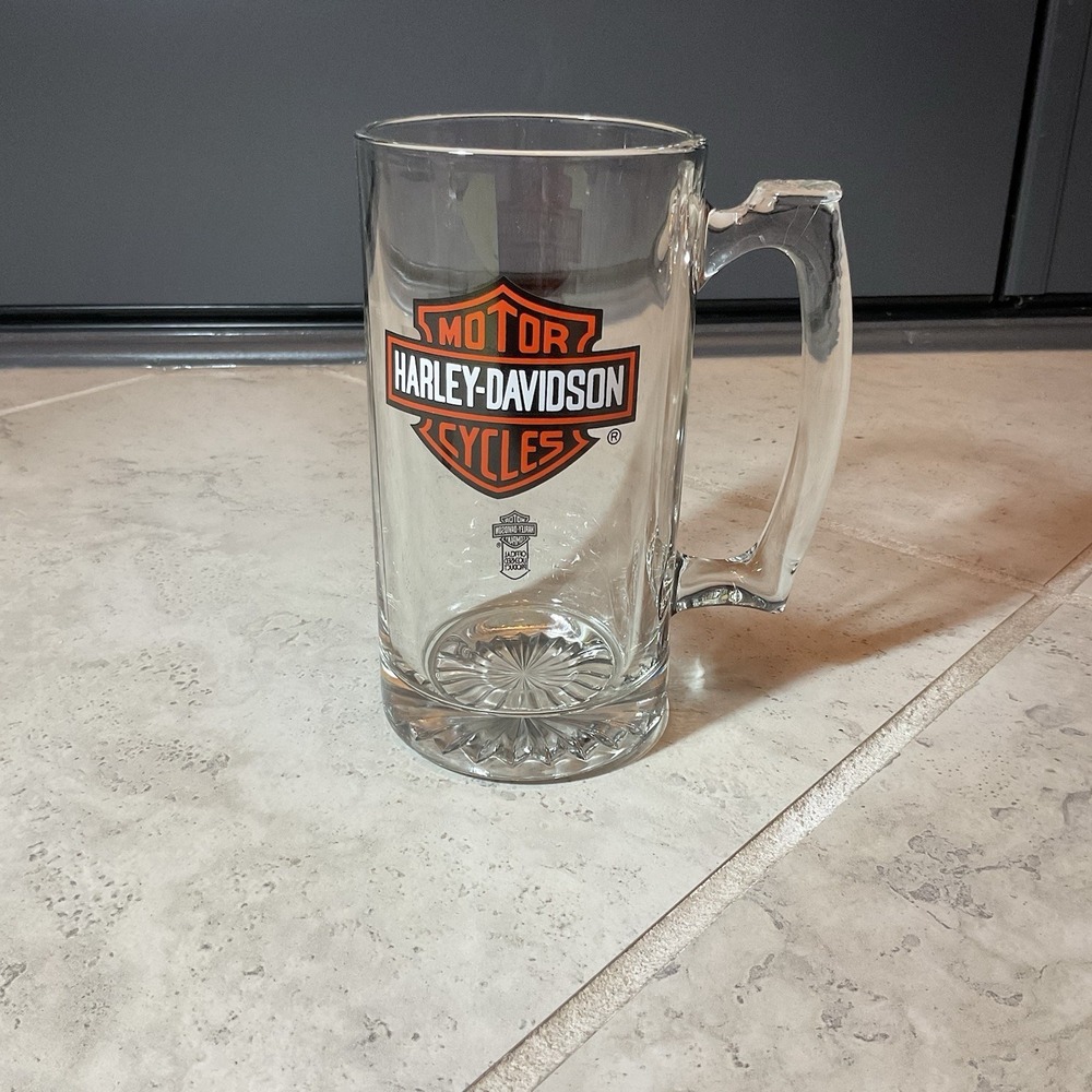 Motorcycles Club Harley Davidson Large Beer Stein Mug Glass 16 Oz Or More, Heavy